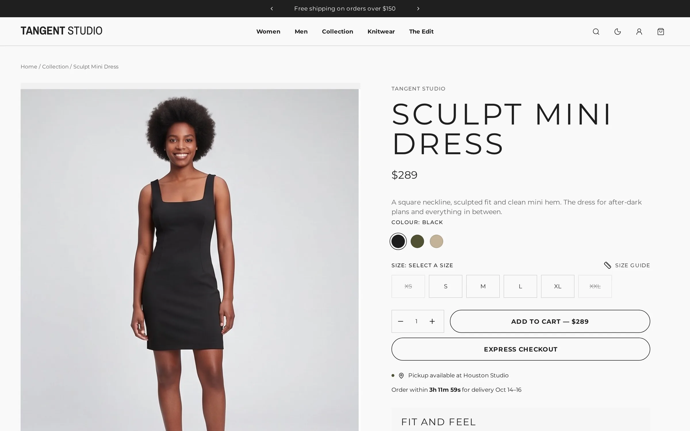 Muslin preset product page with gallery, sizes and buy buttons